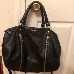 Zadig & Voltaire black leather bag w zip closure